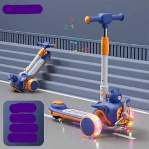Yeni Çocuk Scooter Katlanır Scooter Çocuklar Oturabilir ve Katlanabilir Scooter Karikatür Yel Değirmeni Uçak Kaykay Kaydırabilir (Yurt Dışından)
