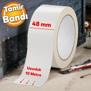 Tamir Onarım Tadilat Bandı 48 mm x 10 Metre Çok Amaçlı Beyaz Takviye Bant Güçlü Yapıştırıcı