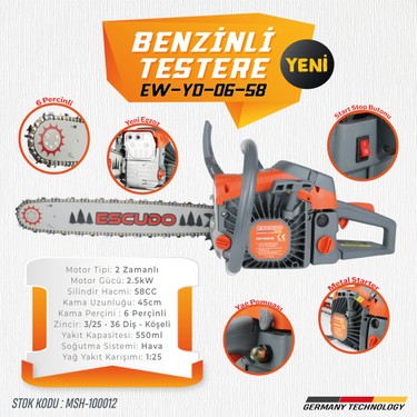 Escudo Benzinli Testere EW-YD06-58 Fiyatı - Taksit Seçenekleri