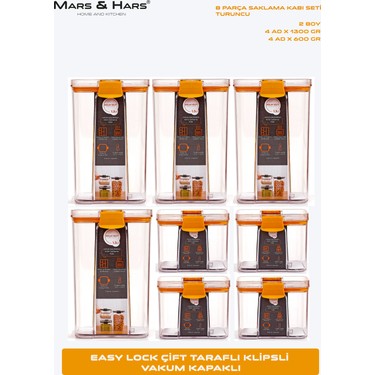 Mars & Hars 8'li Sızdırmaz, Çift Kilit Klipsli, Vakum Fiyatı