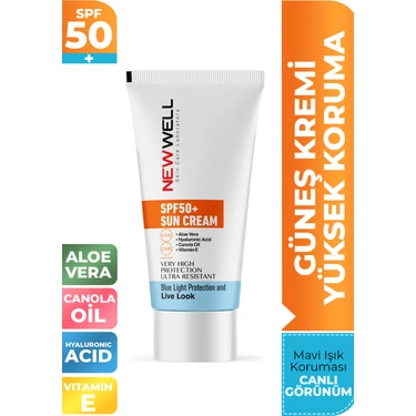 New Well Güneş Kremi Yüksek Koruma Spf 50+ Aloe