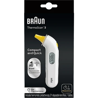 Braun IRT3030 Kulaktan Ateş Ölçer - Hızlı, Doğru ve Ergonomik Tasarım