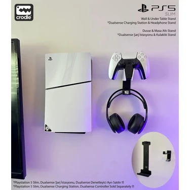 Crodle Playstation 5 Slim Duvar Standı ve Şarj Istasyonu Standı Ps5 Duvar Standı Gaming