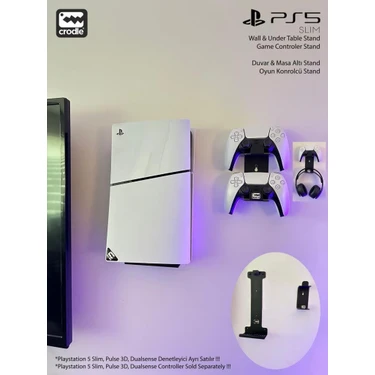 Crodle Playstation 5 Slim Duvar Standı ve Joystick Duvar Standı Ps5 Duvar Standı Gaming