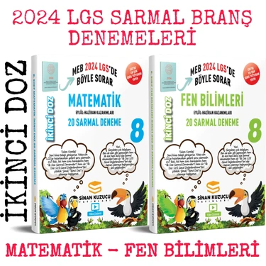 Sinan Kuzucu Yayınları 2024 LGS 8. Sınıf Matematik + Fen Bilimleri 2'li Sarmal Branş Deneme Seti