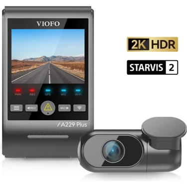 Viofo A229 Plus 2 Kameralı Ön+Arka 2k+2k Hdr Sony Starvis 2 Sensörlü Wi-Fi Gps'li Araç