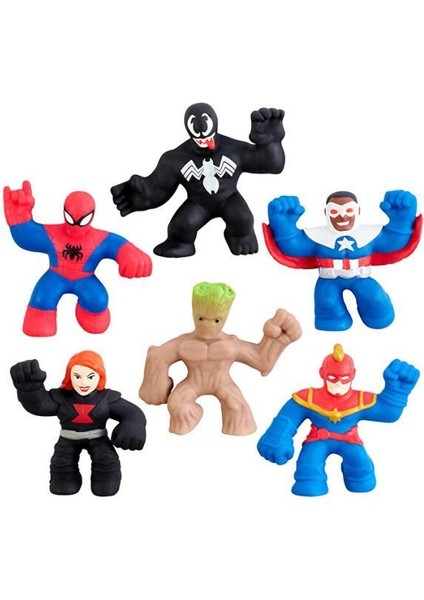 Marvel Mini 6li GJM07000, Örümcek Adam Venom Kaptan Marvel Groot Kaptan Amerika Black Widow Paket Figür Oyuncak
