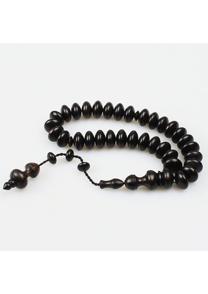 Sistemli Basık Abanoz Tesbih (11 x 6.5 Mm) TP001665