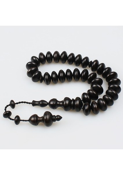 Sistemli Basık Abanoz Tesbih (11 x 6.5 Mm) TP001665