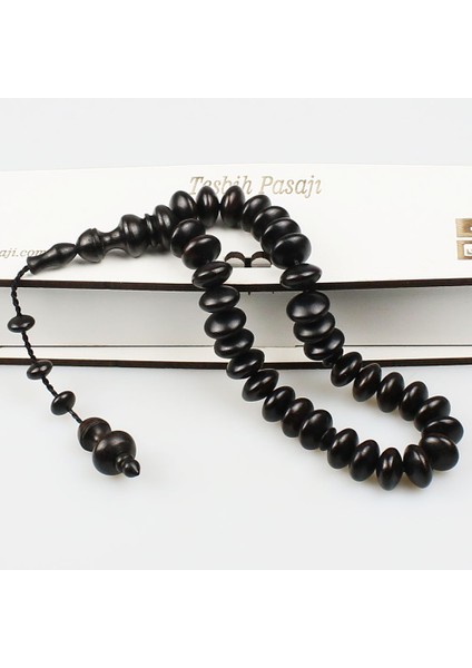 Sistemli Basık Abanoz Tesbih (11 x 6.5 Mm) TP001665