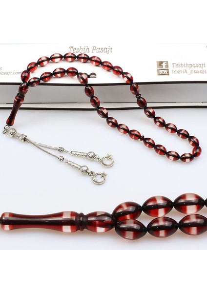 Beyzi Model Sürmeli Toz Kehribar Tesbih (7 x 11 Mm) TP001513