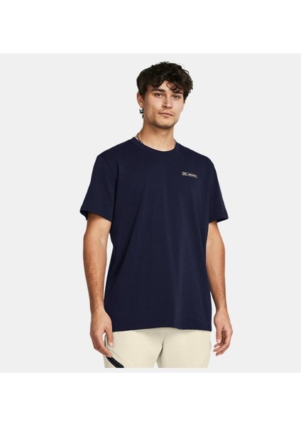 UA HW Armour Label SS 1382831-410 ERKEK Lacivert Tişört