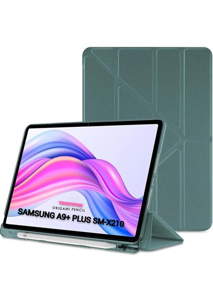 Samsung Galaxy Tab A9 Plus 11 Inç Uyumlu Kalem Bölmeli Uyku Modlu Arkası Silikon Kapak Kılıf SM-X210