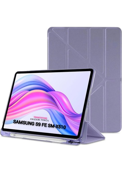 Samsung Galaxy Tab S9 Fe 10.9'' Uyumlu Kalem Bölmeli Uyku Modlu Arkası Silikon Kapak Kılıf