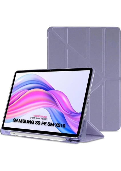 Samsung Galaxy Tab S9 Fe 10.9'' Uyumlu Kalem Bölmeli Uyku Modlu Arkası Silikon Kapak Kılıf