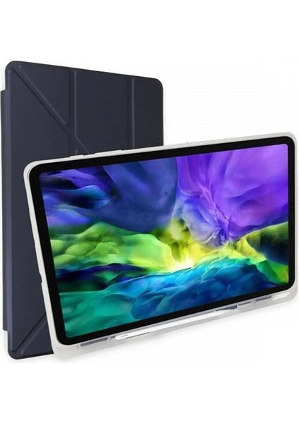 Samsung Galaxy Tab S9 Fe 10.9'' Uyumlu Kalem Bölmeli Uyku Modlu Arkası Silikon Kapak Kılıf SM-X510