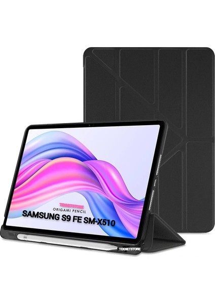 Samsung Galaxy Tab S9 Fe 10.9'' Uyumlu Kalem Bölmeli Uyku Modlu Arkası Silikon Kapak Kılıf SM-X510