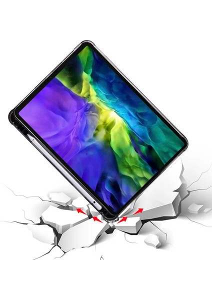 Samsung Galaxy Tab S9 Fe 10.9'' Uyumlu Kalem Bölmeli Uyku Modlu Arkası Silikon Kapak Kılıf SM-X510