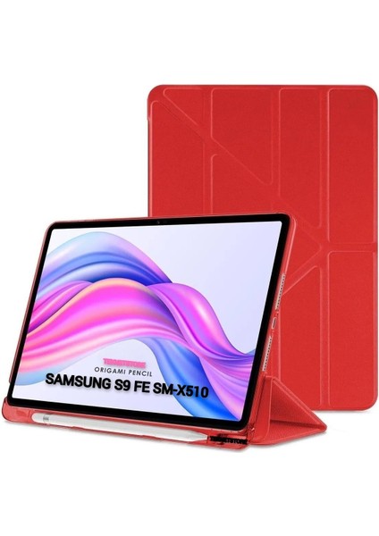 Samsung Galaxy Tab S9 Fe 10.9'' Uyumlu Kalem Bölmeli Uyku Modlu Arkası Silikon Kapak Kılıf SM-X510