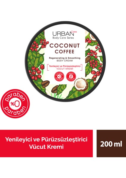 Coconut Coffee Yenileyici ve Pürüzsüzleştirici Vücut Kremi 200 ml - Vegan