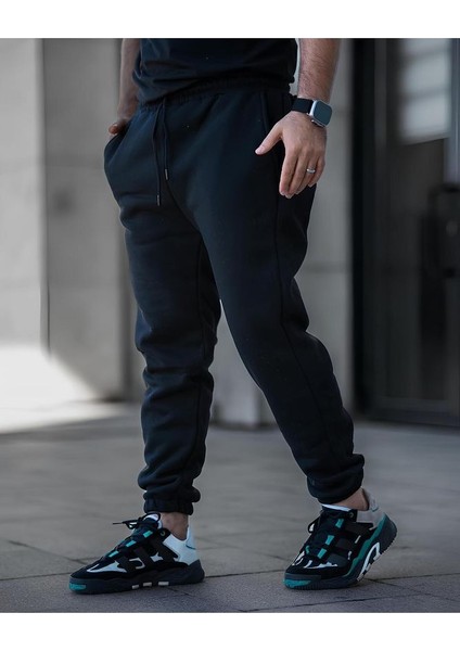 Ongun Store Siyah Erkek Eşofman Altı 3 İplik Kumaş