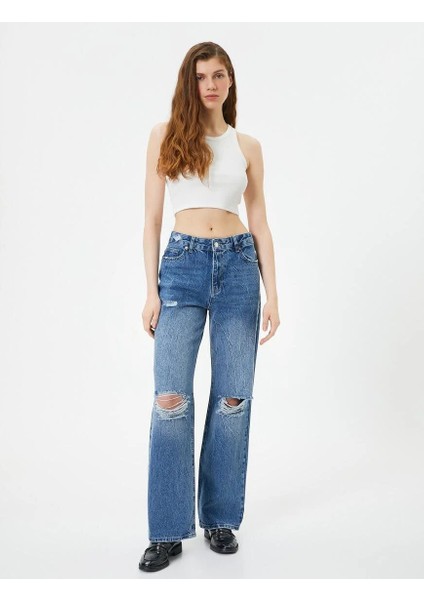 4SAL40095MD Koton Kadın Jean Pantolon Orta Indigo
