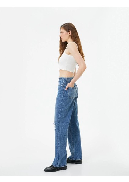 4SAL40095MD Koton Kadın Jean Pantolon Orta Indigo fiyatları