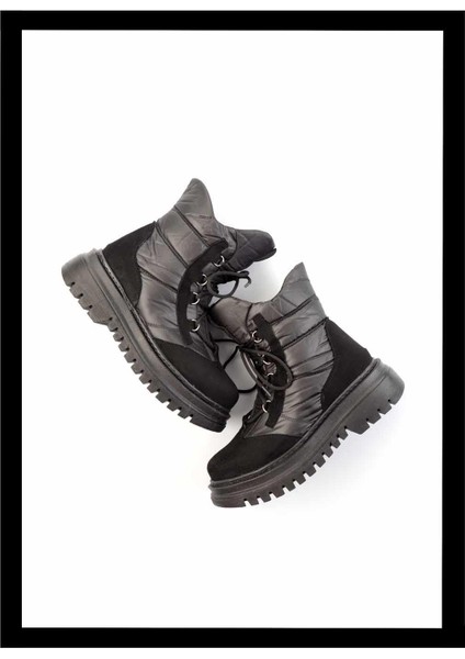 Siyah Nubuk Kadın Bot & Bootie K02129051601
