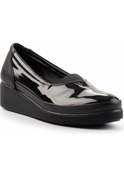 Siyah Kırışık Rugan Leather Kadın Casual Ayakkabı K01586060108 modelleri