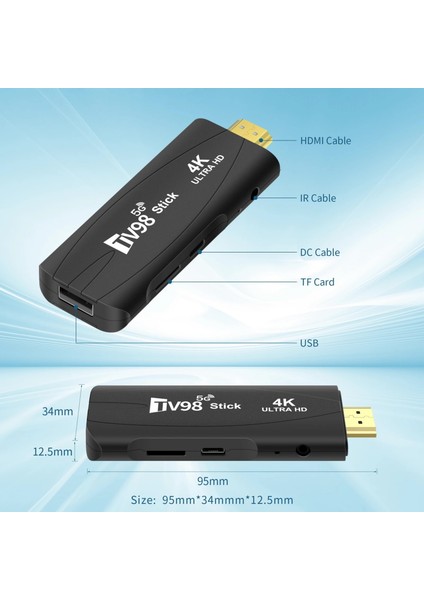Akıllı Tv Box 8G/128G Stick (Android 12.1 + 2.4g/5g Wifi)