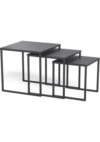 Metal Kare Dekoratif 3lü Zigon Sehpa indirimleri