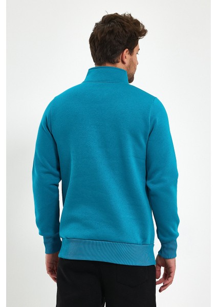 Yüksek Yaka Yarım Fermuarlı Basic Sweatshirt