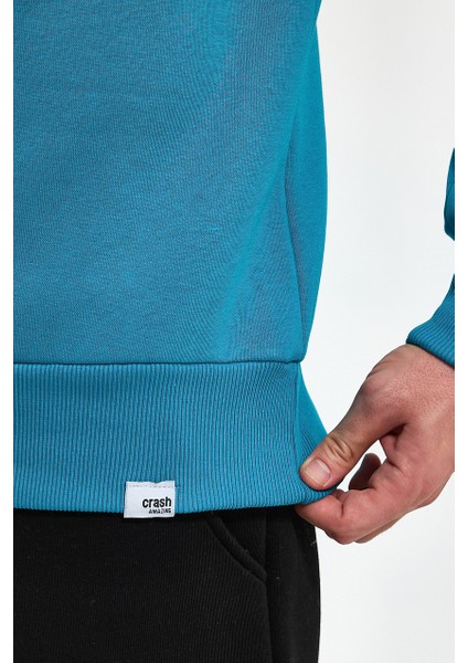 Yüksek Yaka Yarım Fermuarlı Basic Sweatshirt
