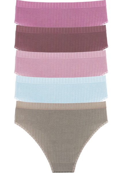 Kadın Fitilli Soft Renkler 5li Slip Külot Set - KTS3053 modelleri