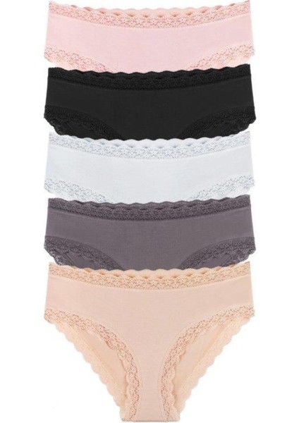 Kadın Dantelli Karışık Renkler Slip Külot 5li Paket Set KTS3070-5 fiyatları