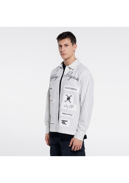 Noa Erkek Kırık Beyaz Ekstra Oversize Gömlek Ceket