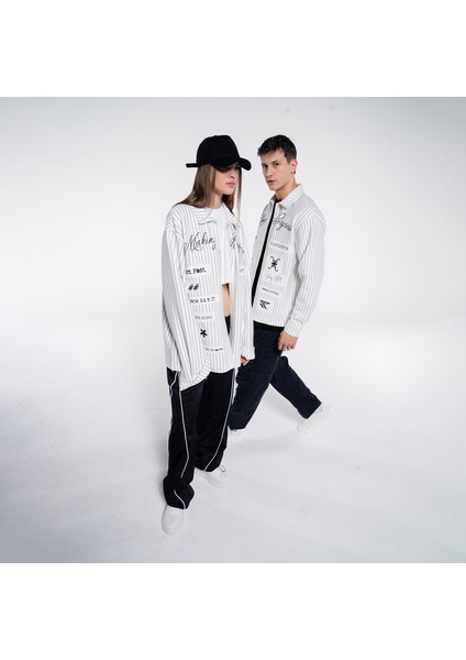 Noa Erkek Kırık Beyaz Ekstra Oversize Gömlek Ceket