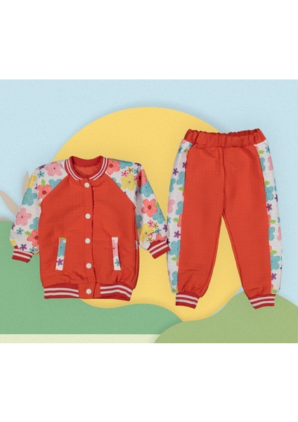 Matruş Kids Çiçek Baskılı Kolej Hırkalı Takım