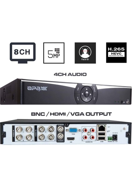 OPAX-4444 4 Kanal 5mp Xmeye 6 In 1 H.265 Kayıt Cihazı ( Xvı/ahd/tvı/cvı/cvbs/ıp ) fiyatları