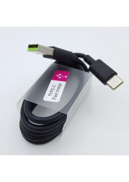 Turbo Destekli 5A Type-C 1 Metre Hızlı Data Kablosu (Siyah)