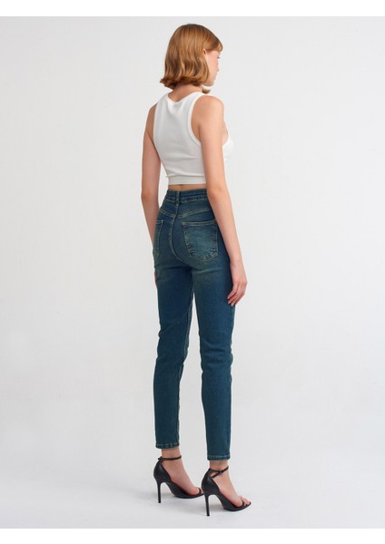 71348 Tint Yıkama Denim Pantolon-Yeşil