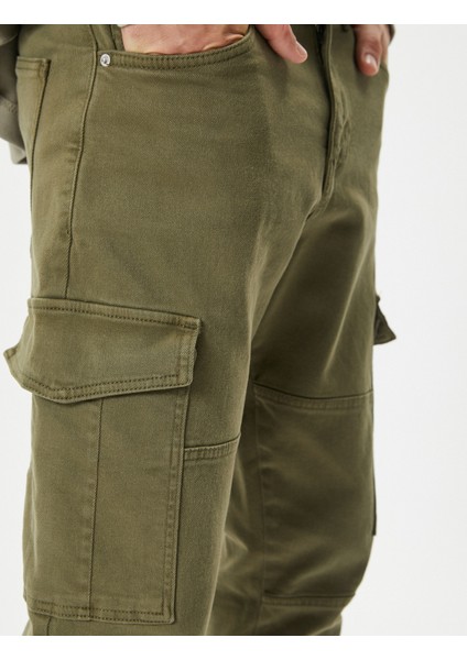 Yıkamalı Pantolon Kargo Cepli Dikiş Detaylı Slim Fit Düğmeli indirimleri