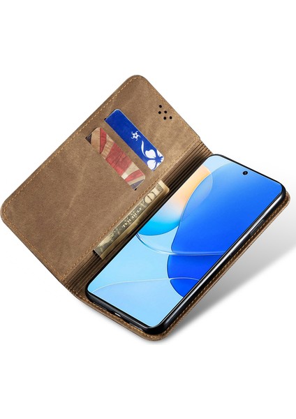 Huawei Nova 12 Pro 5g Kart Tutucu Cüzdan Kot Pantolonlu Kumaş Doku Pu Deri Standı Kapak (Yurt Dışından)