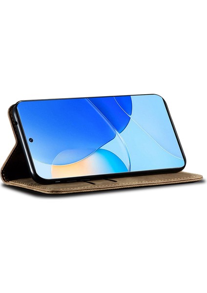 Huawei Nova 12 Pro 5g Kart Tutucu Cüzdan Kot Pantolonlu Kumaş Doku Pu Deri Standı Kapak (Yurt Dışından)