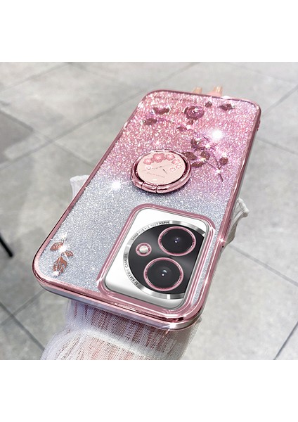 Honor 100 Cep Telefonu Kasası Rhinestone Dekor Çiçek Tpu Arka Kapak ile Kickstand (Yurt Dışından) modelleri