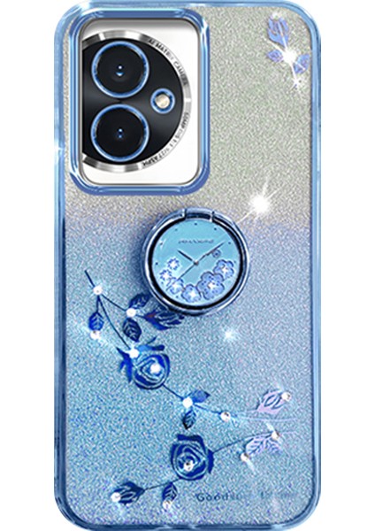 Honor 100 Cep Telefonu Kasası Rhinestone Dekor Çiçek Tpu Arka Kapak ile Kickstand (Yurt Dışından)