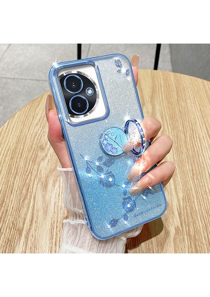 Honor 100 Cep Telefonu Kasası Rhinestone Dekor Çiçek Tpu Arka Kapak ile Kickstand (Yurt Dışından) modelleri
