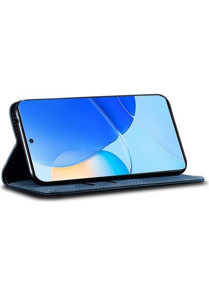 Huawei Nova 12 Pro 5g Kart Tutucu Cüzdan Kot Pantolonlu Kumaş Doku Pu Deri Standı Kapak (Yurt Dışından)