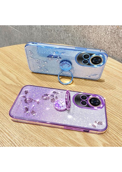 Huawei Nova 12 5g Cep Telefonu Kılıfı Glitter Tpu Ring Kickstand Anti-Sracratch Kapağı (Yurt Dışından)