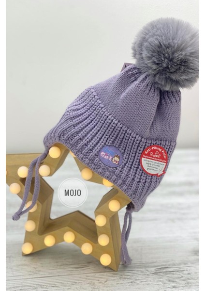 Kız Bebek Kulaklıklı İçi Polar Bere K22110-01 Lila